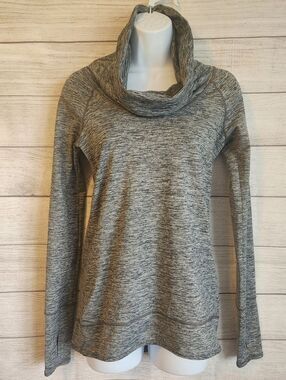 Reebok S Cowl Neck Active Top Gray Athleisure Cozy Lightweight Pullover